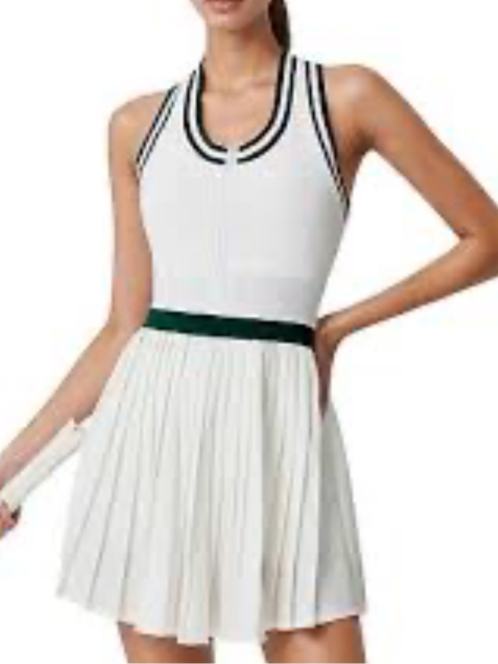 Varley Women's Jane Sleeveless Court Mini Dress White and Green Size Large